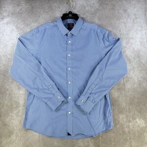 Untuckit Friulano Shirt Men XL Blue Stripe Slim Wrinkle Free Long Sleeve Button
